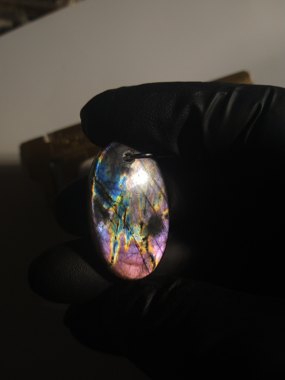 Spectrolite/ Labradorite Multicolor Pendant with Rare Purple Pink